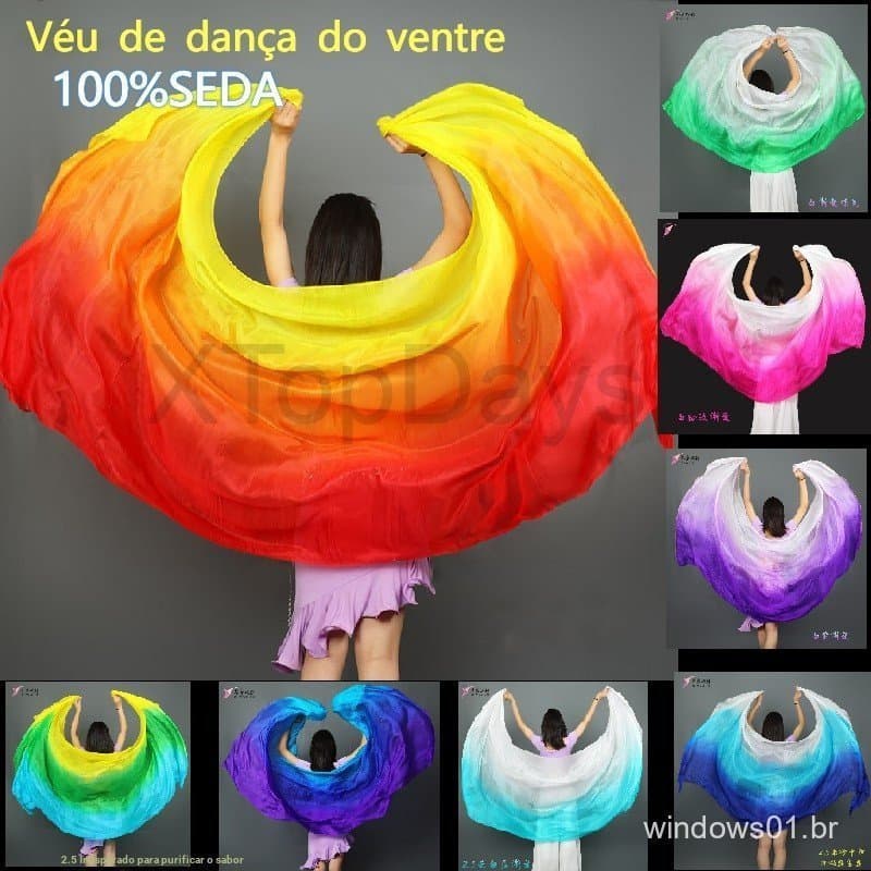 Novidades Novidades XTopDays |       Véu de Seda para Dança do Ventre 100% Seda 2,5m de Comprimento Lenços88998899 LHN4