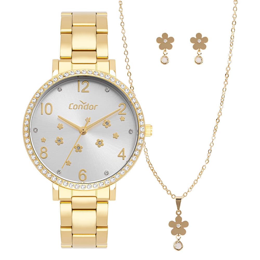 Kit Relógio Condor Feminino Mimos E Sutilezas Dourado - CO2035NWJ/K4X