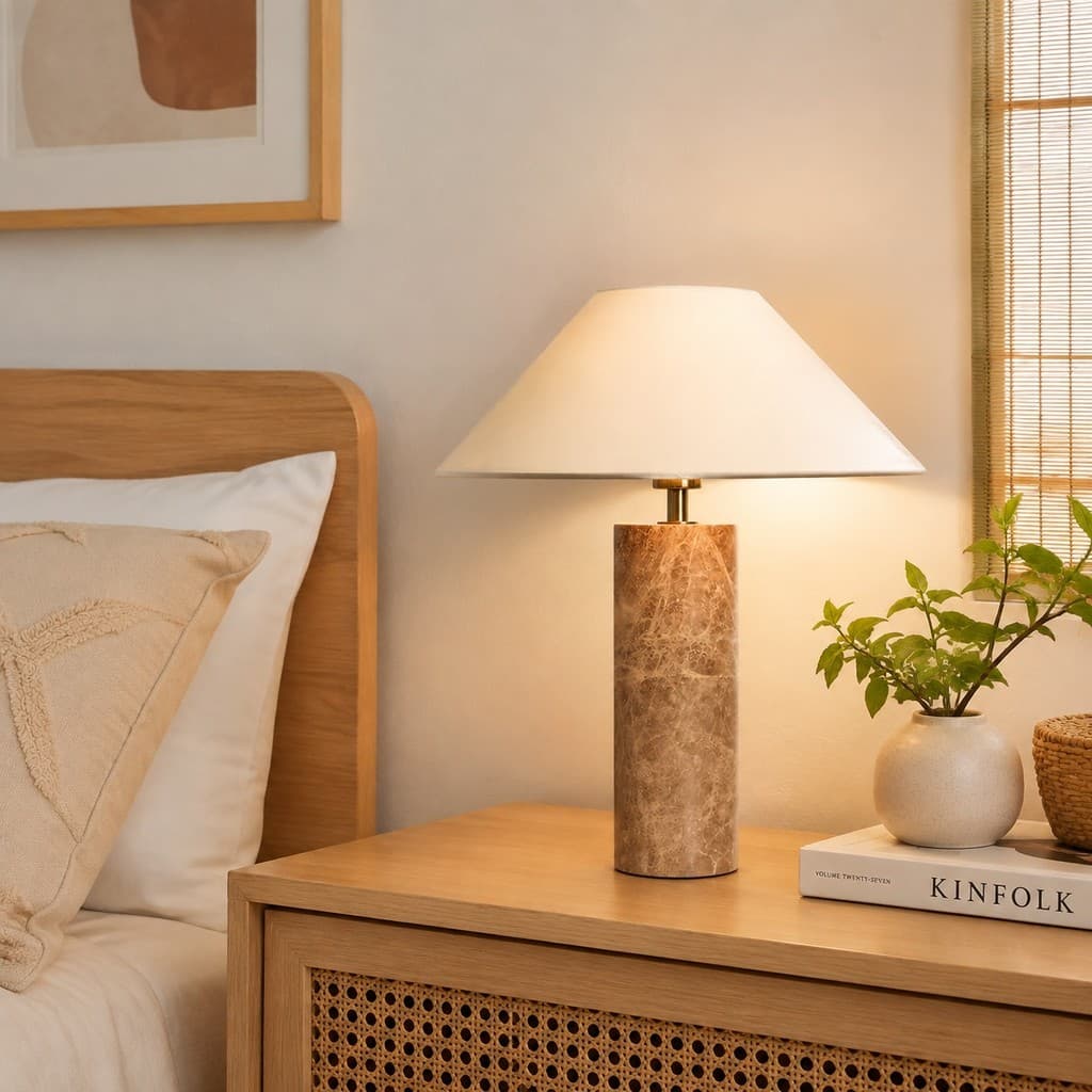 Abajur de Mesa Base de Mármore Estilo Wabi-sabi Japonês Luminária De Mesa Cabeceira Quarto Sala