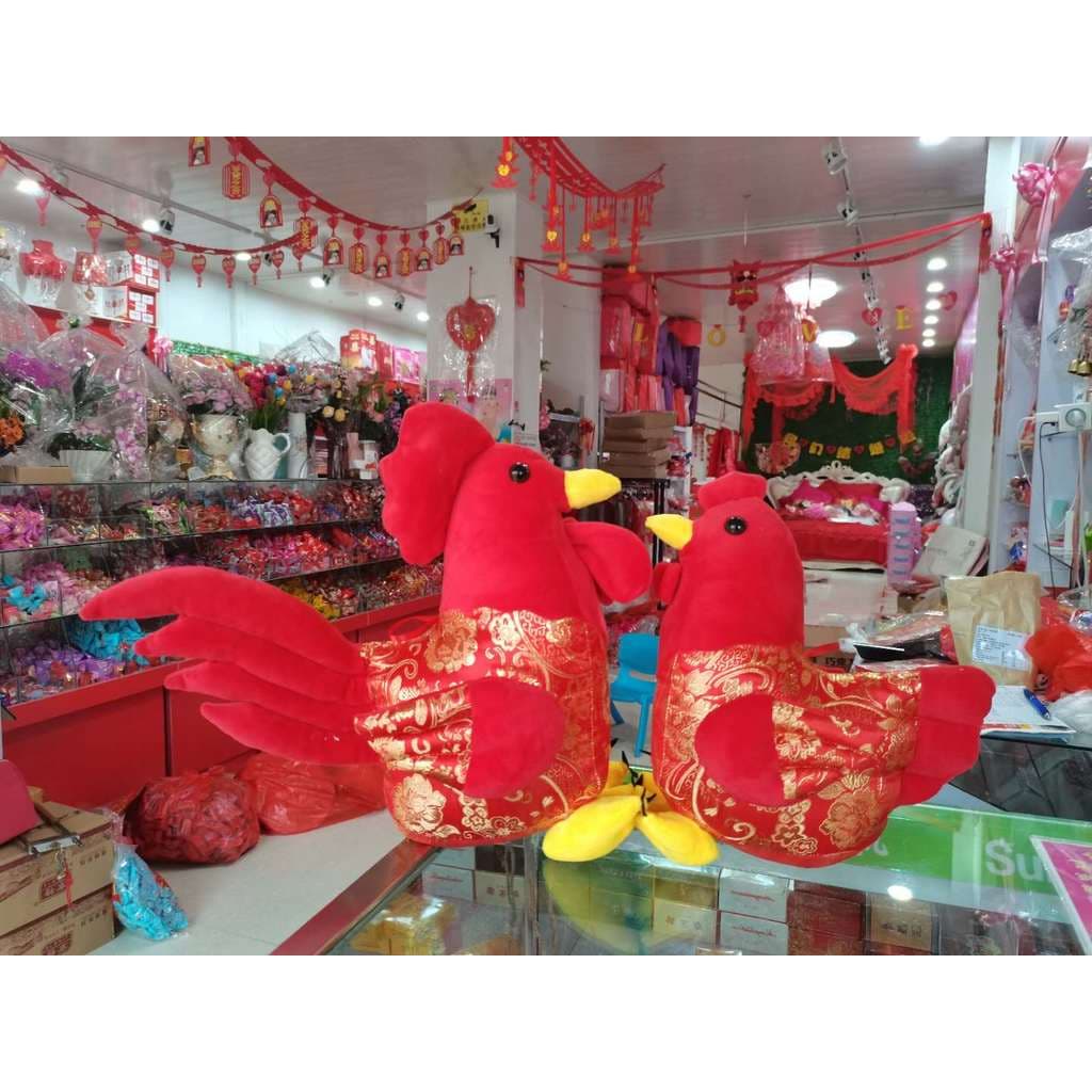 Casamento masculino feminino abraço frango par brinquedo de pelúcia Ragdoll zodíaco galo boneca evento presente brinqued