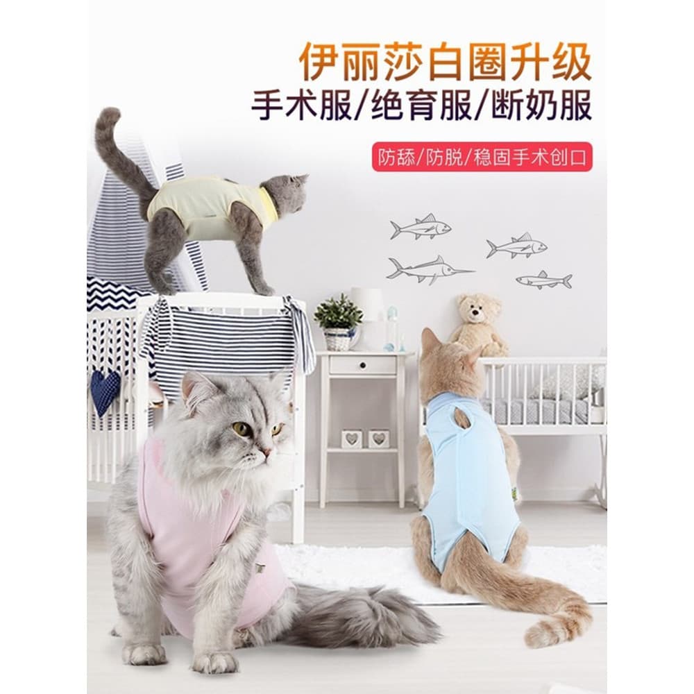 Roupas de gato verão feminino gato esterilização roupas cirúrgicas desmame roupas finas roupas de quatro patas Elizabeth