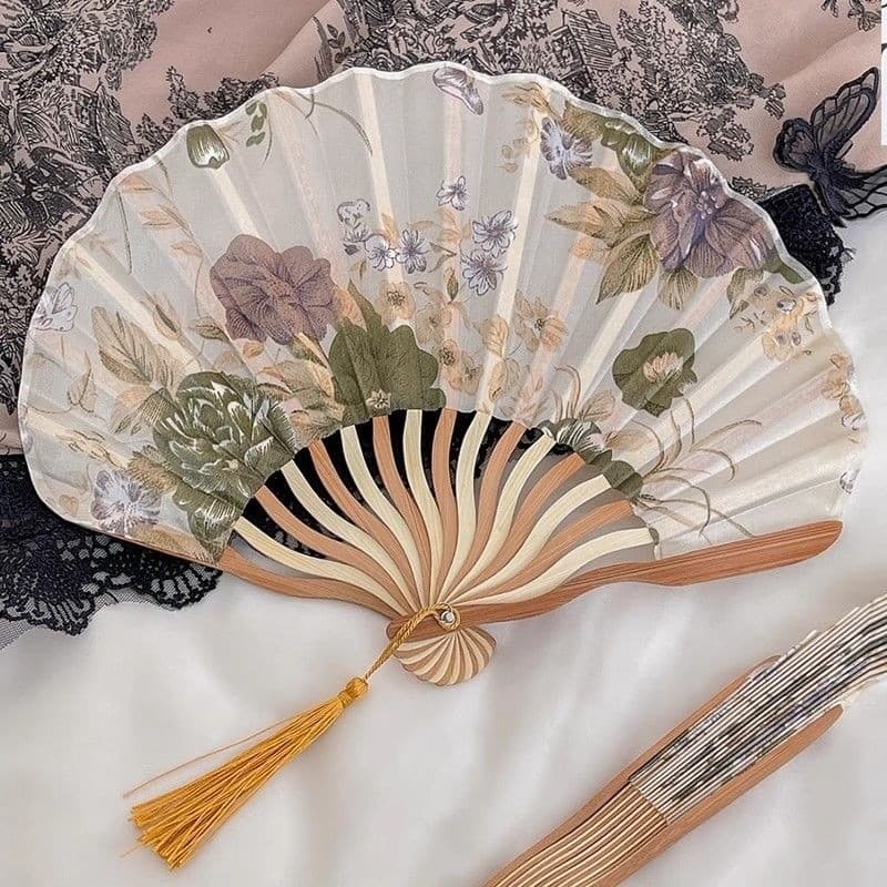 Ventilador portátil, ventilador de resfriamento dobrável de estilo, acessório para Hanfu, ventilador clás