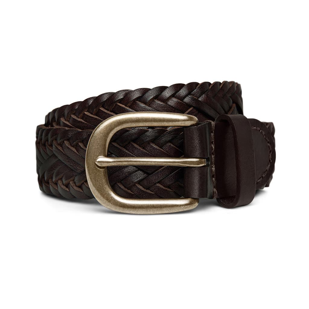 ThomWills Cinto trançado masculino novo estilo de couro genuíno Casual negócios All-Match marrom sem perfuração cinto co