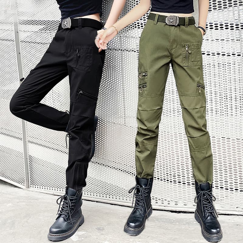 Macacão camuflagem calças femininas primavera outono novo estilo na moda mais magro olhar calças retas Casual solto cint