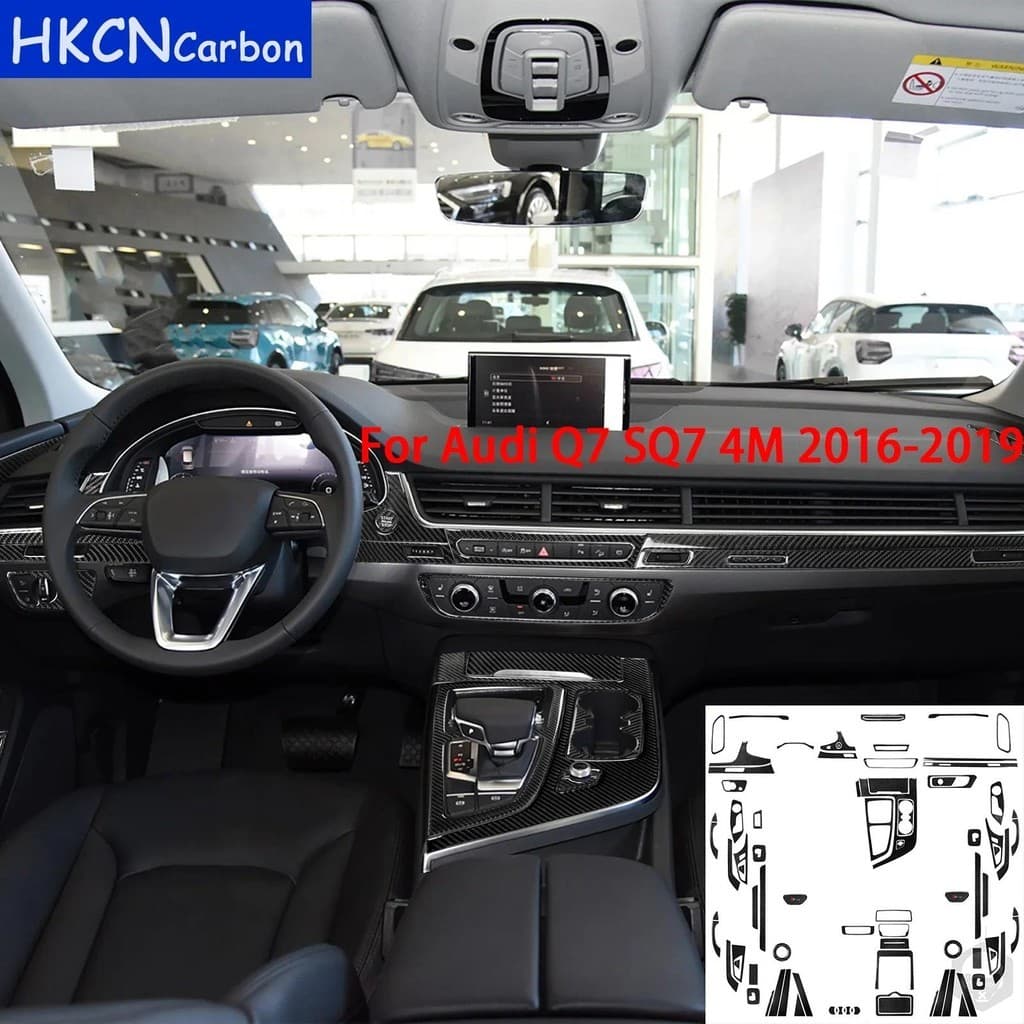 Para Audi Q7 SQ7 4M 2016-2019 Acessórios Do Carro De Fibra Carbono Interior Controle Central Engrenagem Porta Guarnição