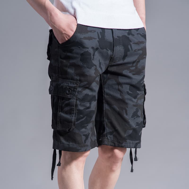 Verão masculino Casual shorts solto camuflagem shorts em linha reta recortado macacão shorts calças médias na moda taman
