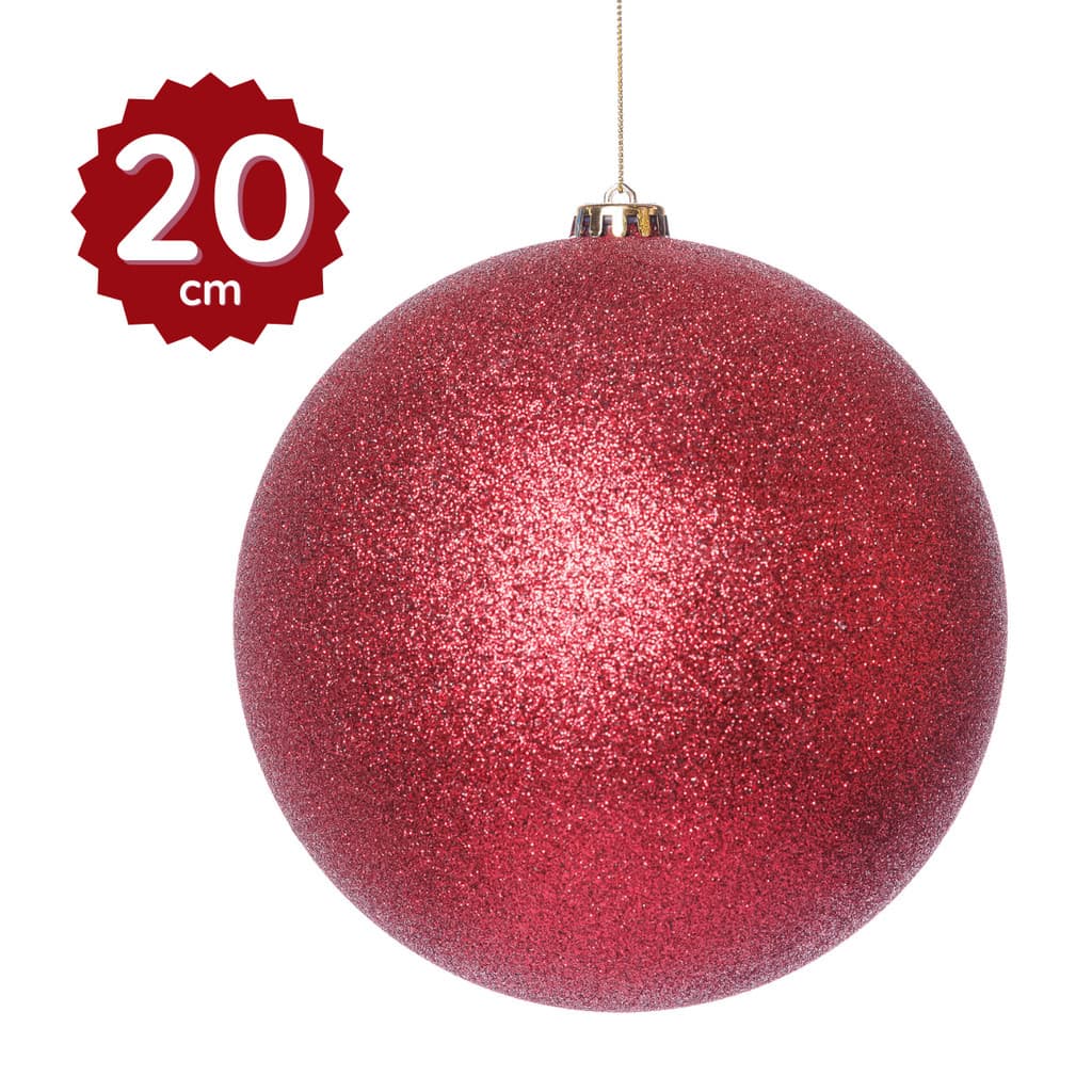 Bola Natal Gigante Glitter Vinho 20cm Enfeite Árvore Decoração Natalina Laço Pendurar Unidade