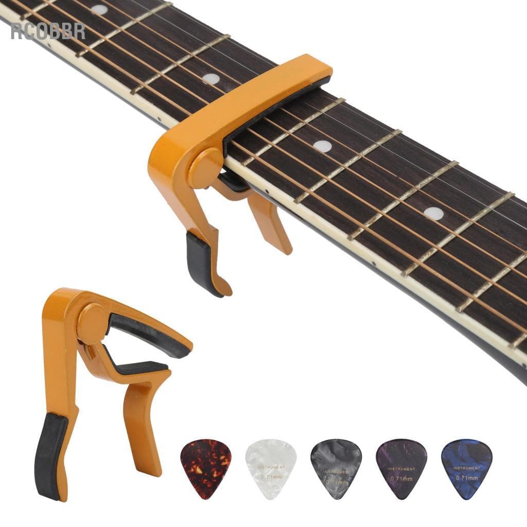Rcobbr Mingzhe guitarra capo 5 peças celulóide palheta liga de zinco acessórios de reparo de instrumento de cordas para