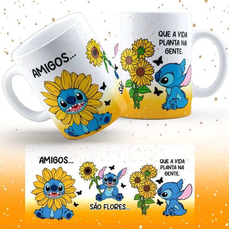 CANECA PERSONALIZADA STITCH GIRASSOL