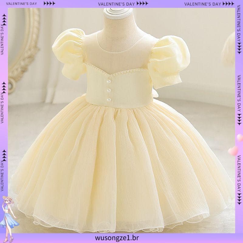 Meninas estilo princesa vestido crianças vestido de princesa manga Puff gaze Pettiskirt pequeno anfitrião desempenho Sup