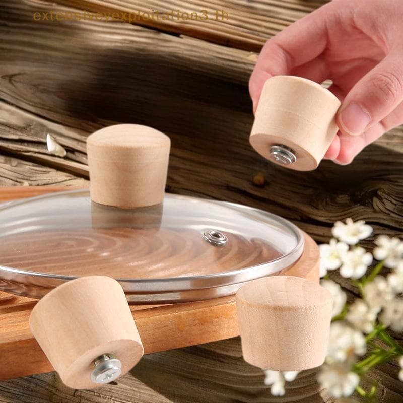 Casa EE Pote Tampa Alça Universal Segurando De Madeira Substituível Botão Panelas Handgrip Peças Acessórios De Cozinha