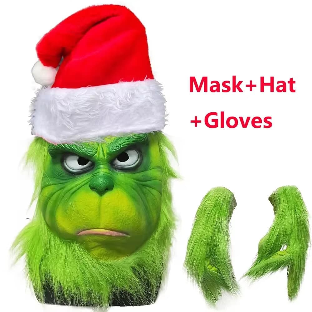 Máscara Grinch Verde Natalhalloween Cosplay Adereços De Monstro De Pele BUKJ