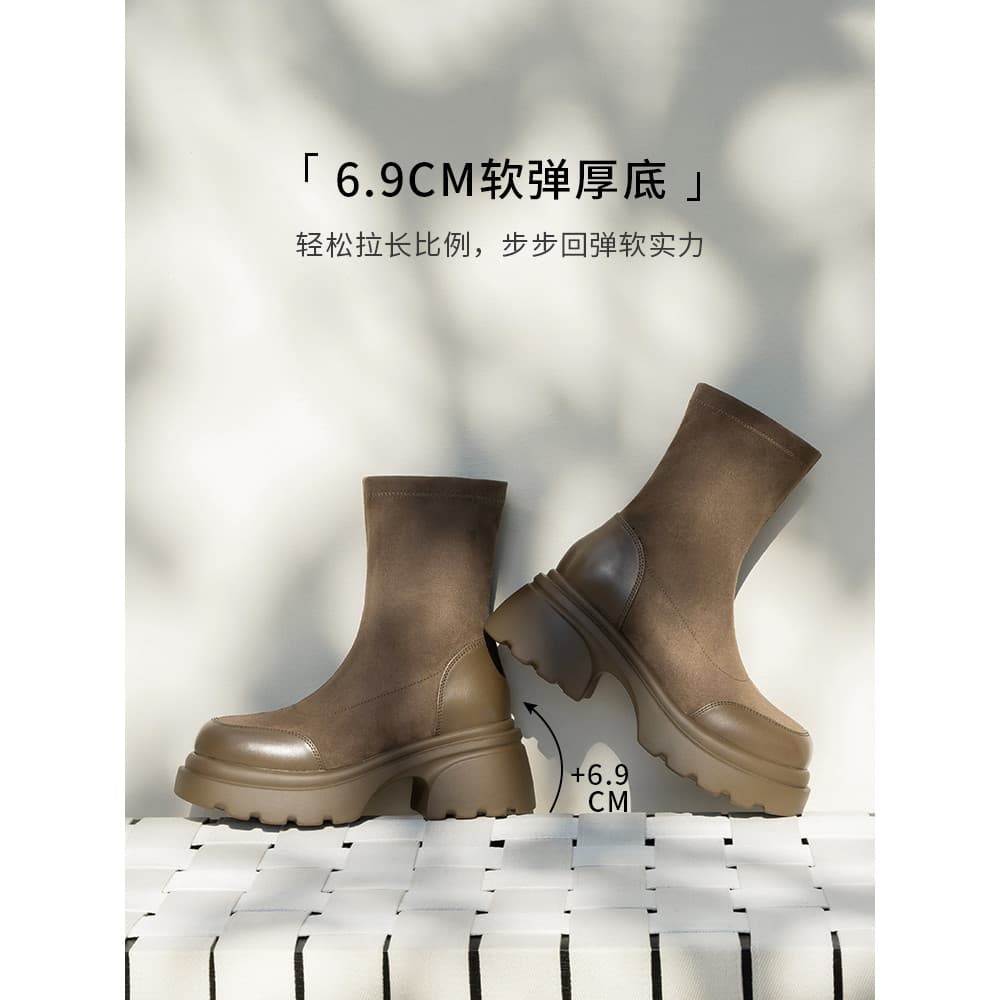 Red Dragonfly Fina Fina Botas Finas Mulheres Botas Curtas Outono Inverno Novo Estilo Botas Femininas de Sola Grossa Bota