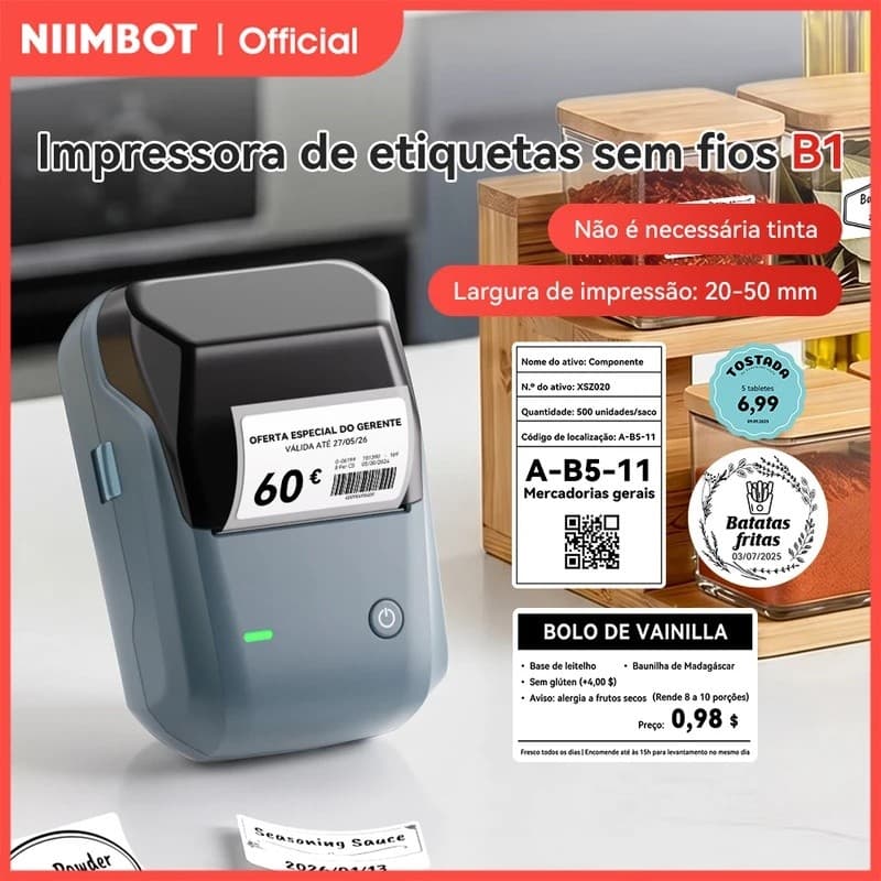 Impressora Térmica Portátil Niimbot b1 Com Fitas De 2 Polegadas , mini De Etiquetas Adesivas Bluetooth , Fabricante De A
