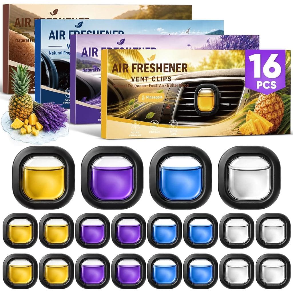 Pacote com 16 Aromatizadores de Ar para Carro com Clipes de Ventilação, 4 Aromas à Base de Plantas, Aromatizadores para