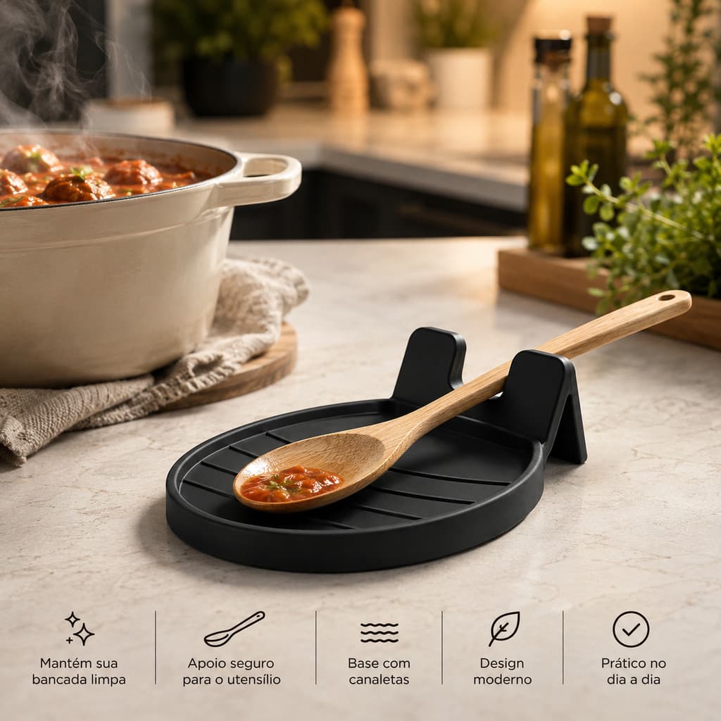 Descanso De Colher Suporte Utensílios Cozinha Bancada