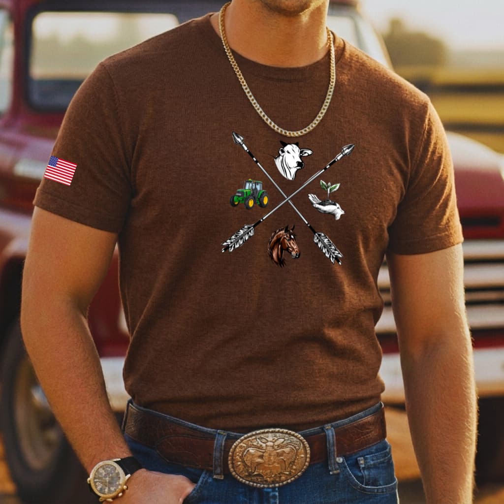 Camiseta Masculina 100% algodão Texas Agro Farm Brasil Country Camisa Estampada Rodeio bota e chapeu