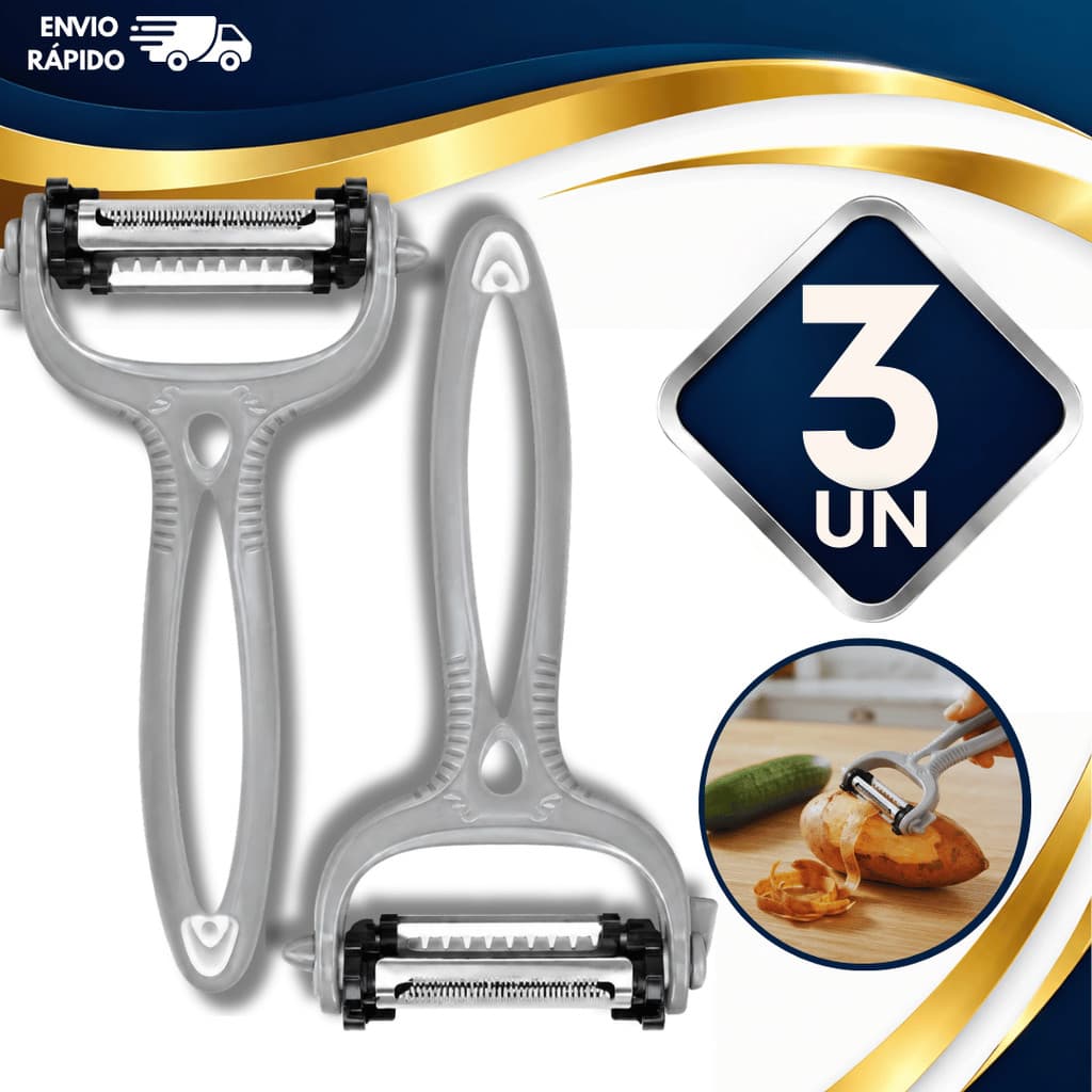 Kit Descascador Legumes Inox 3 em 1 Legumes Frutas Multiuso Utensílios Indispensável Cozinha Qualidades