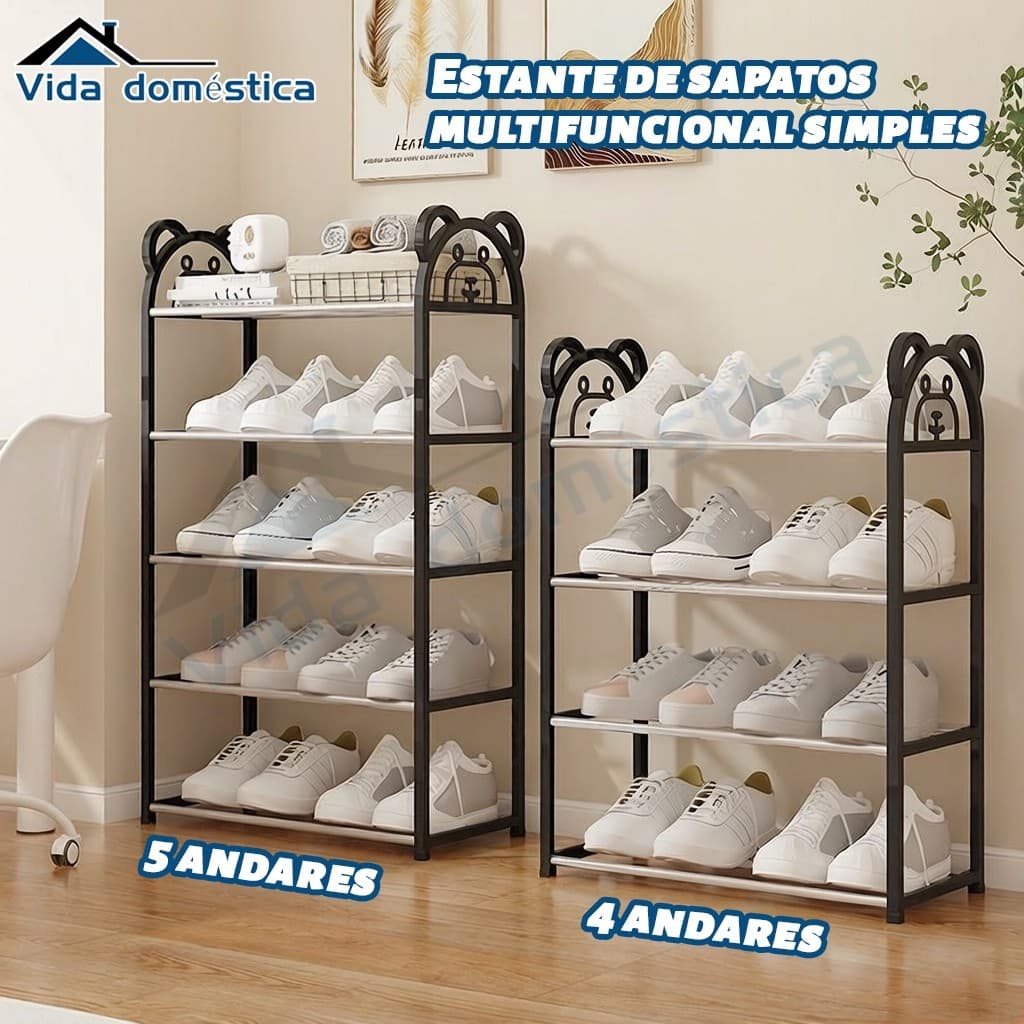 Sapateira 4/5 Andares Organizador De Sapatos Tenis 8 Pares Desmontavel Sapateira Hall De Entrada