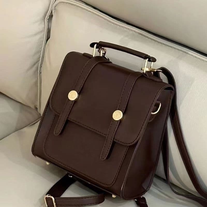 Mochila retrô britânica com fivela, mochila mensageiro de três propósitos para estudantes, bolsa feminina combinada