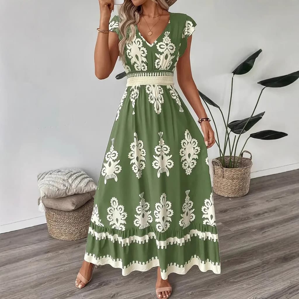 2026 Cross-Border primavera verão novo estilo comércio exterior roupas femininas estilo férias praia saia impressa com d