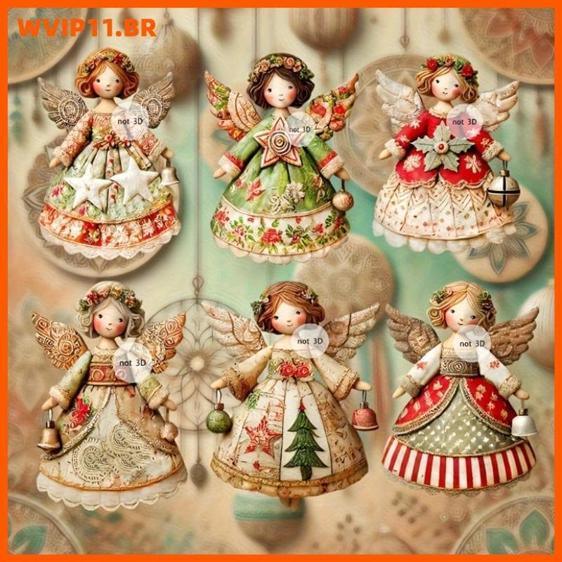 WVIP 6 Peças Pingente De Anjo De Natal Vintage Papel Decoração De Árvore Para Casa Enfeite De Suspensão De Parede BR