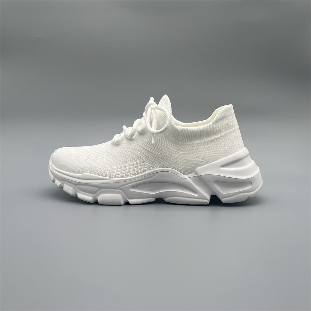 Comércio exterior branco sapatos esportivos das mulheres dos homens outono malha respirável leve absorção de choque sola