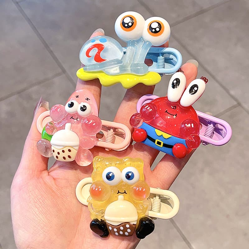 Crianças esponja hairpin torta Daxing caranguejo chefe cocar bebê polvo irmão hairpin menina franja clipe acessórios de