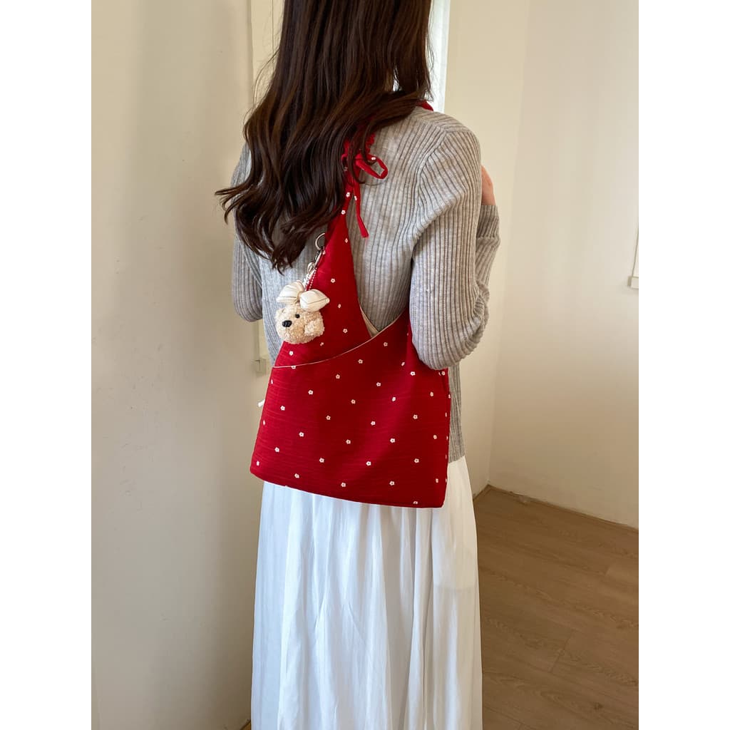 Bolsa de lona estilo coreano ins grande capacidade 2026 novo estilo branco Floral Commuter saco verão classe balde sacol