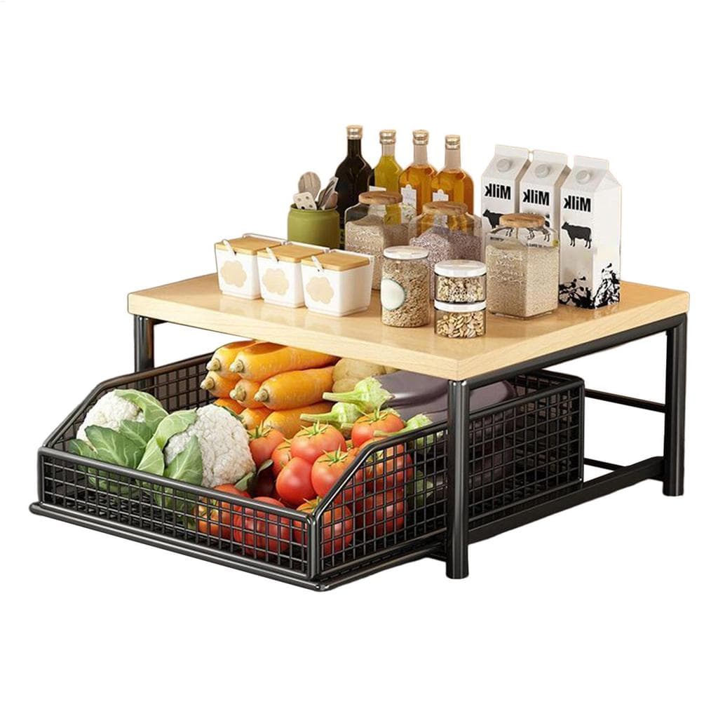 Rack De Armazenamento De Cozinha Vertical 2 Camadas Organizador Prateleiras Para Bancada Frasco De Especiarias Garrafa D