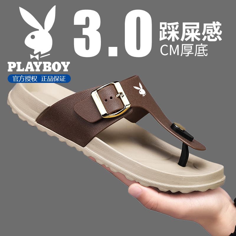Playboy chinelos masculinos verão merda-pisando sola grossa leve chinelos de sola grossa exterior usar chinelos masculin