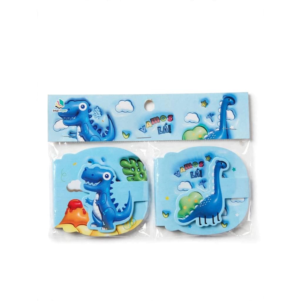 Kit 2 Bloco de Notas Post-it Fofo Dino Azul Inter Paper
