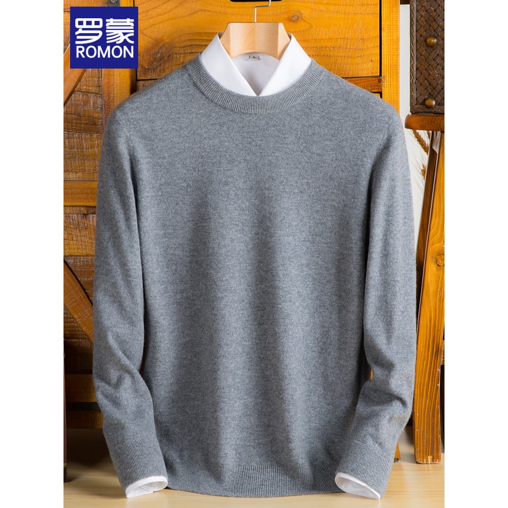 Lomon em torno do pescoço camisola masculina outono inverno 2026 novo estilo engrossado quente camisola de fundo cor sól