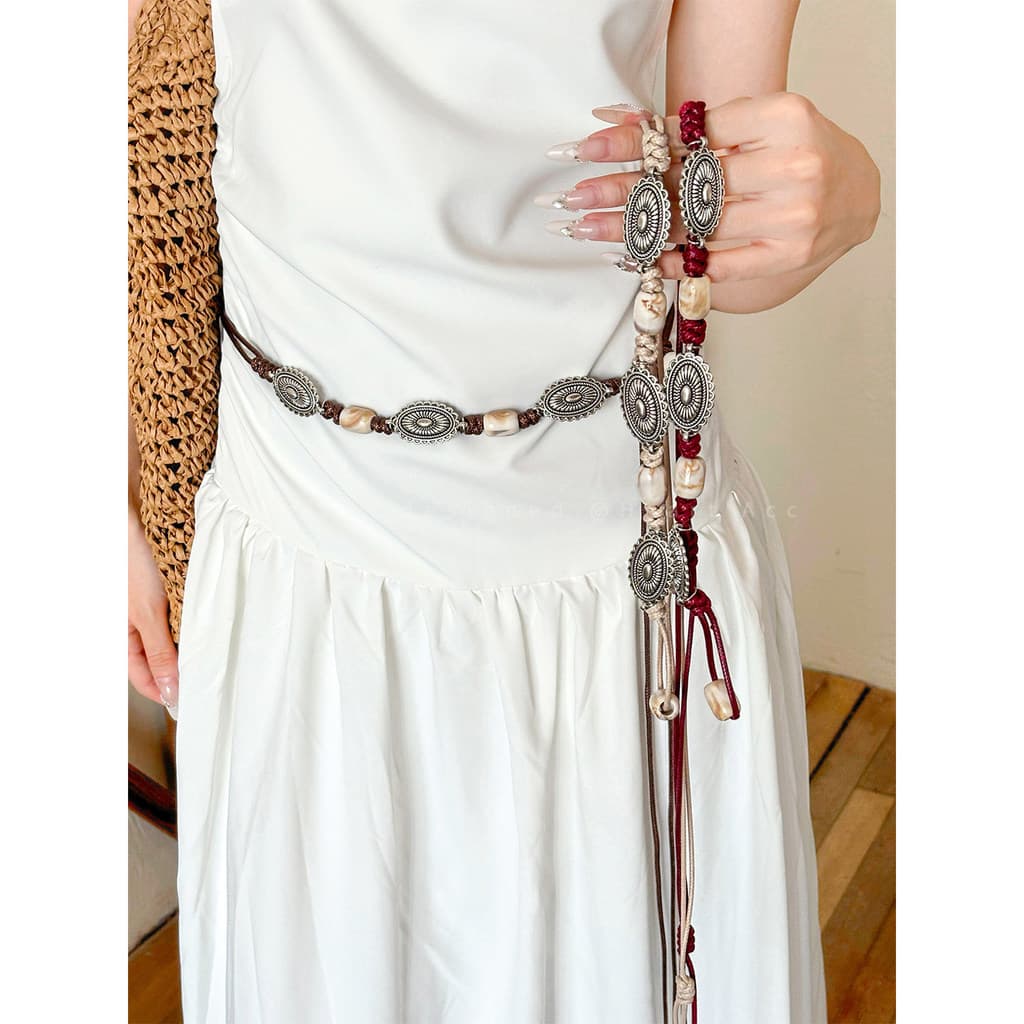cinto feminino cinto feminino largo Estilo boêmio trançado corda cinto feminino estilo étnico com vestido cintura corren