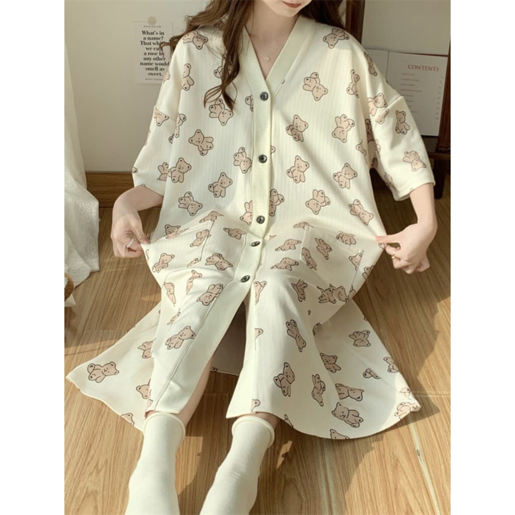 Camisola de verão feminina com almofada no peito urso dos desenhos animados menina gorda mais gordura plus Size 100kg pi