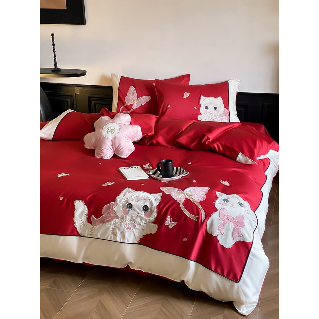 Roland Home Textiles Light Luxury High Count Cama de casamento de algodão de fibra longa Conjunto de quatro peças de alg