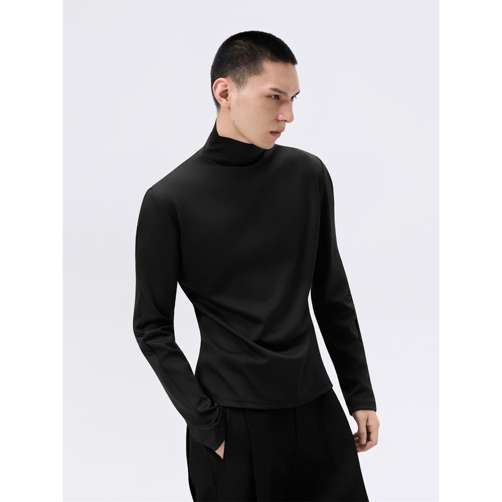 FRKM SCD 26 AW Camiseta curta de cintura estreita de manga comprida com gola alta elástica justa