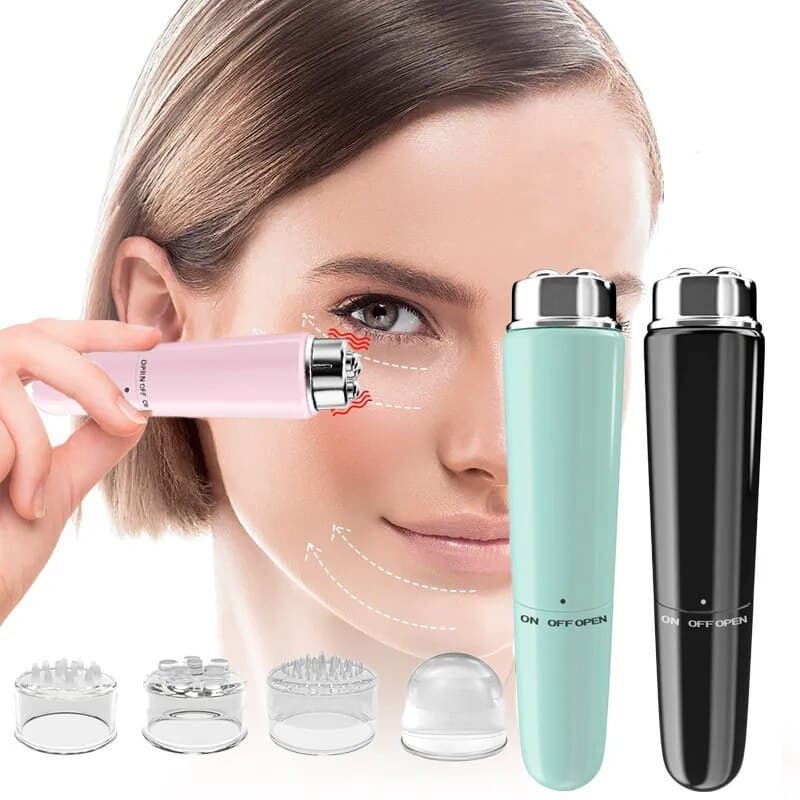 Massageador Facial Elétrico 4 em 1 com Micro Vibração, Instrumento de Beleza para Relaxar os Olhos, Reduzir Olheiras, Ru