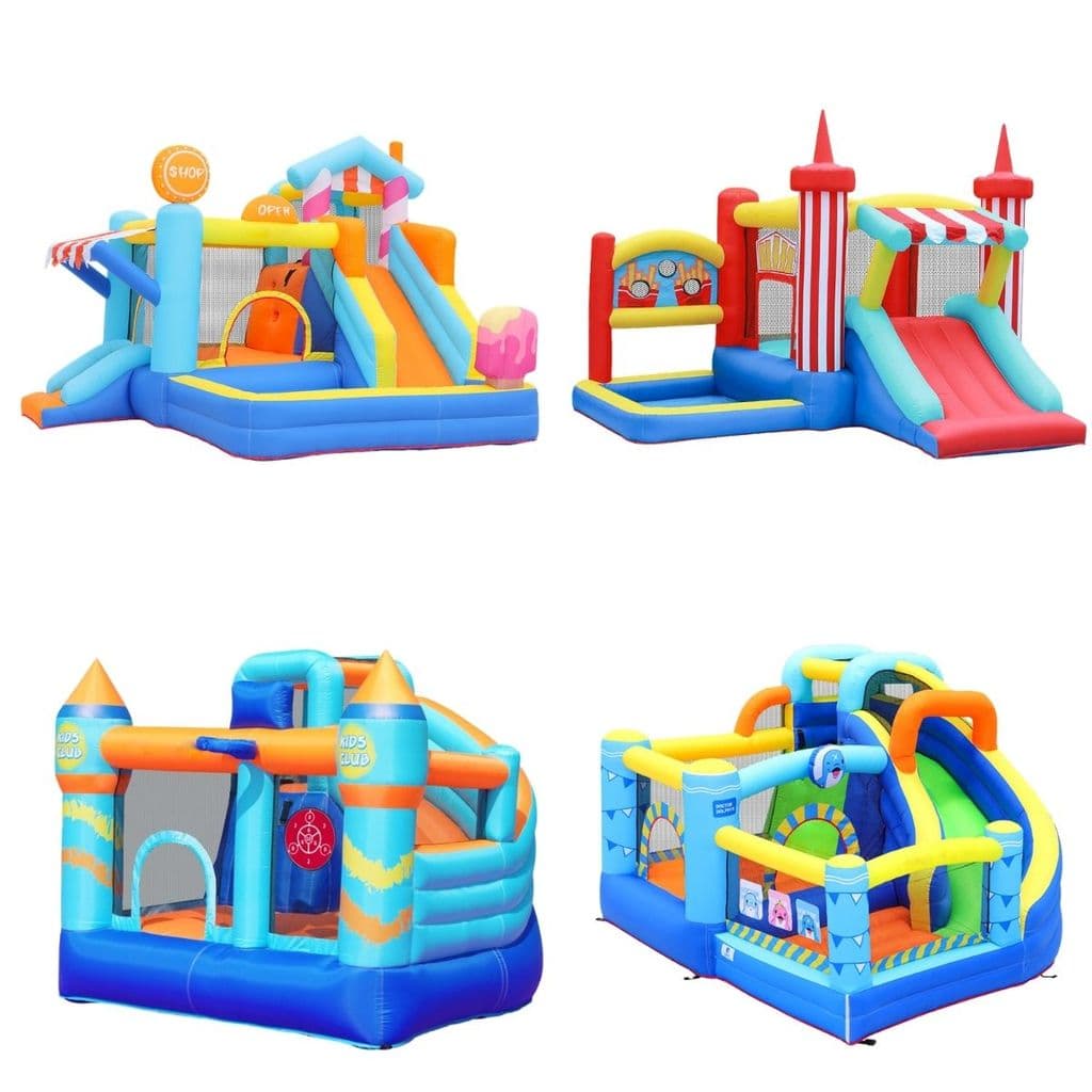 Playground Inflável Pula Pula Infantil 5 em 1 Escorregador Basquete Inflador Elétrico Maxi Toys