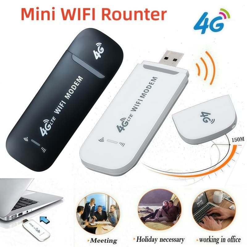 Dongle Modem 4G LTE USB Compacto Plug and Play Roteador WiFi Portátil 100m Alcance Para Sítio Praia e Viagem