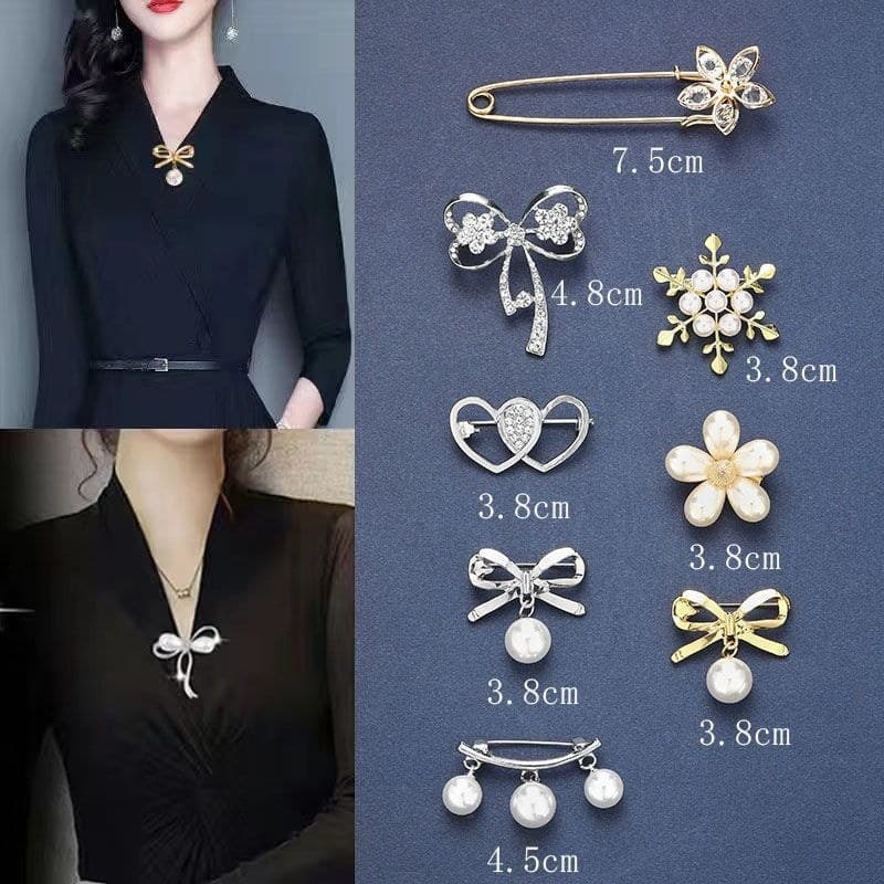 Acessórios de alta qualidade broche de pérola decote V Anti-reflexo ferramenta útil pino roupas fixas feminino colar pin