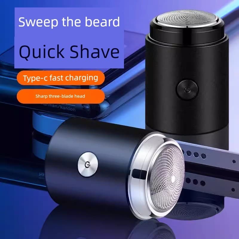 barbeador eletrico masculino Canhão de aço pequeno masculino reto preto Mini barbeador recarregável elétrico compacto po