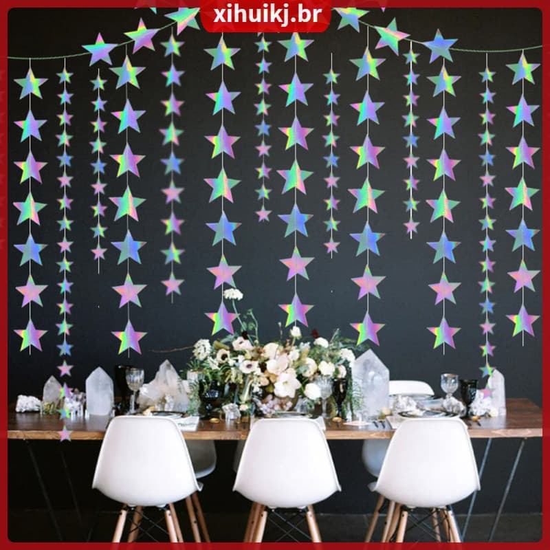 🎄 Banner Estrela Em Papel Para Decoração Alegre Colorida