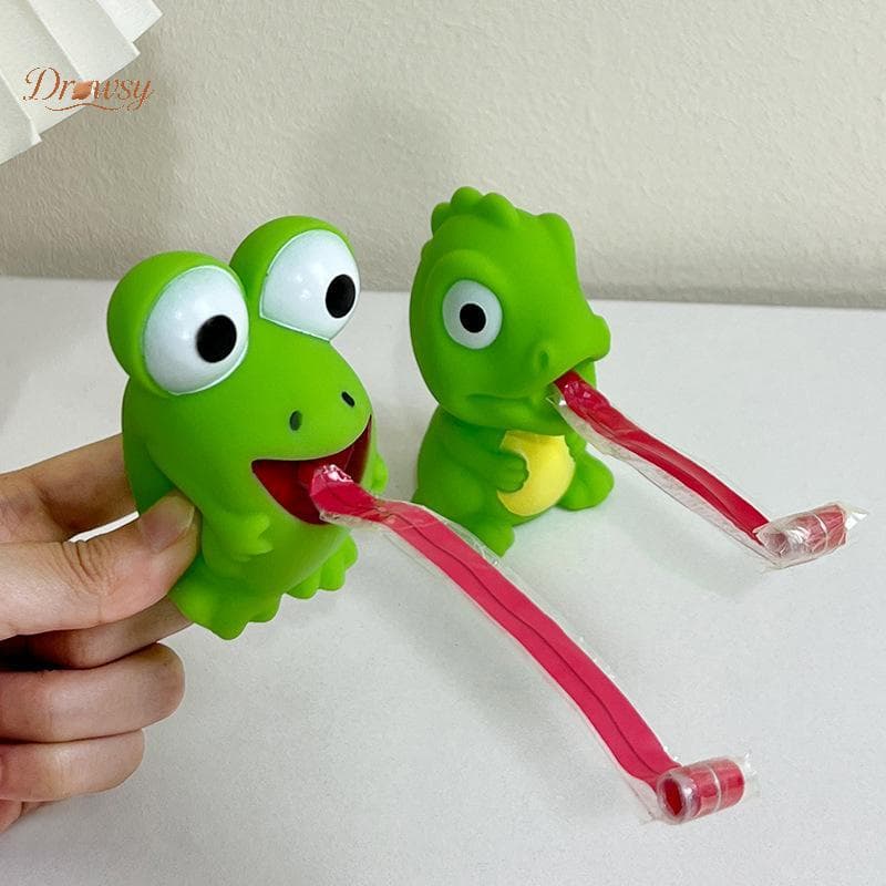 Drowsy Crianças Criativo Dpressão Brinquedos Fidget Pitada Sapo Dinossauro Stiting Língua Para Fora Aliviar O Estresse B