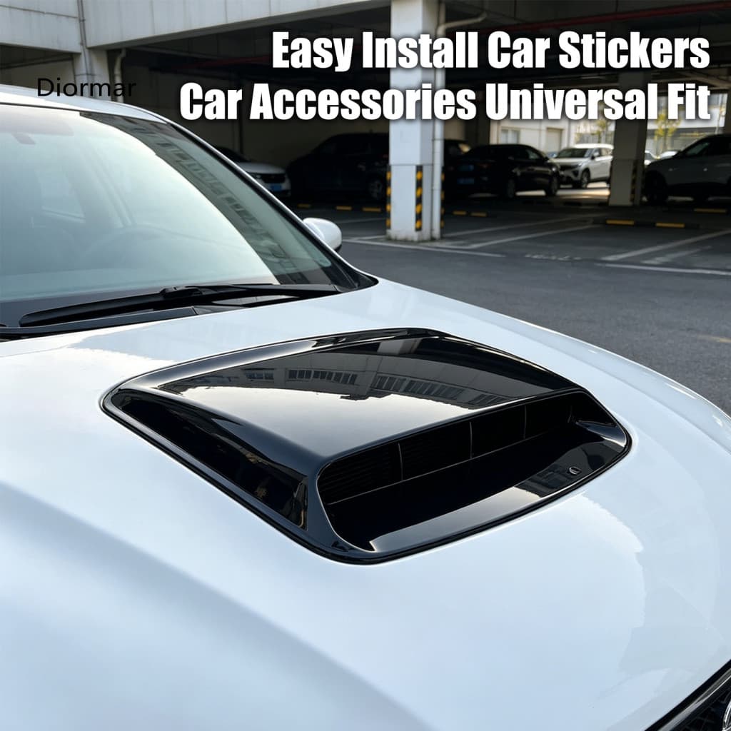 No Drilling Car Decals Non-drill Accessories Hood Scoop Sticker Abs Fake Air Vent Decal Universal Fit Sporty Self-adhesi