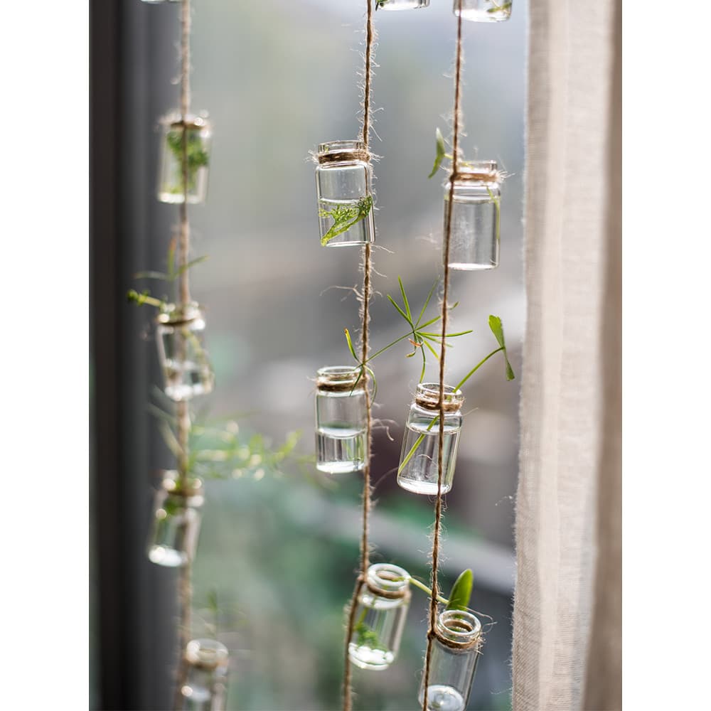Juhan garrafa de vidro corda decoração pingente porta cortina planta hidropônica flor Ware planta verde vento carrilhão