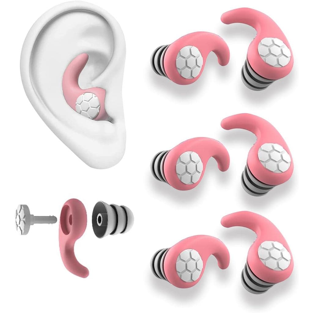 Protetores auriculares rosa para dormir, pacote com 3 pares, reutilizáveis e laváveis, protetores auriculares de silicon