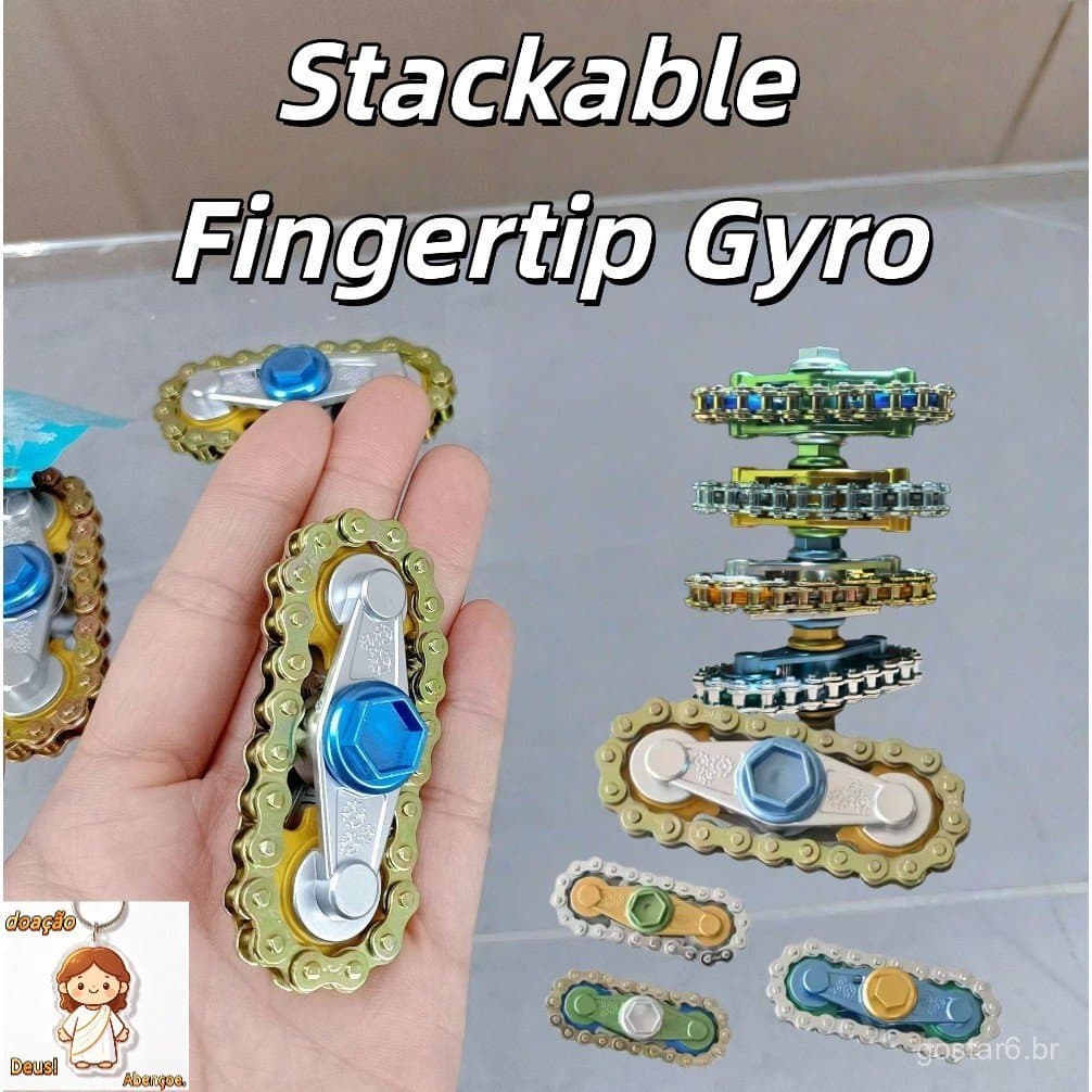 2026 EDC Volante Metal Gear Chain Fidget Spinner Empilhável de Liga, Giroscópio de Ponta de Dedo, Brinquedo Giratório pa