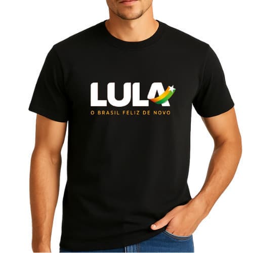 Camiseta Camisa Lula o Brasil Feliz Denovo 100% Algodao