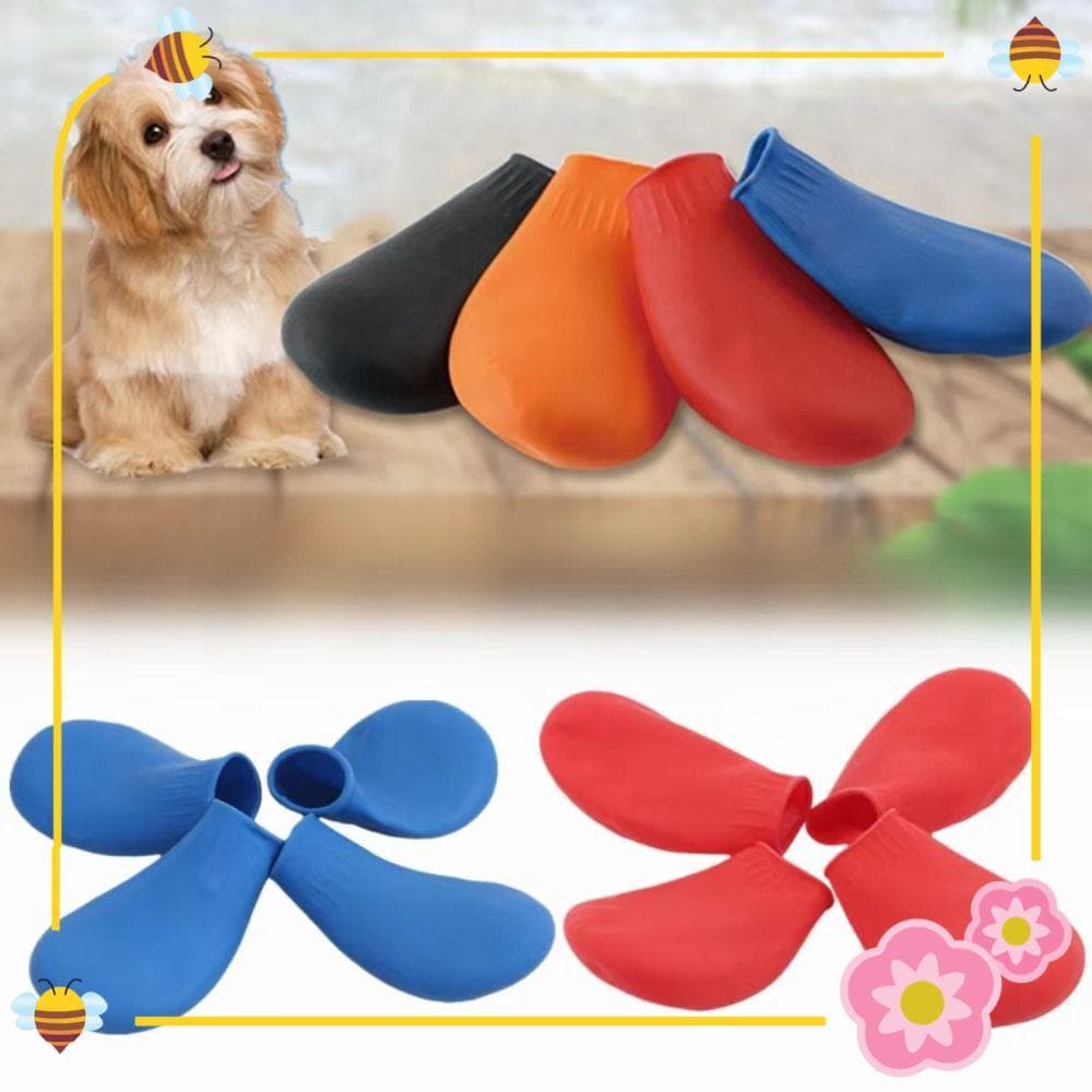 4 Unidades De Sapatos Para Cães , Botas De Chuva Antiderrapantes Impermeáveis Animais De Estimação , Capas De Borrach